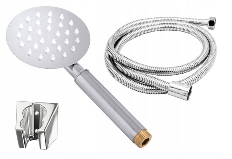 Zestaw Prysznicowy Słuchawka Okrągła Uchwyt Wąż Granitan Chrom 1 szt.