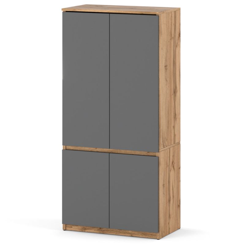 Szafa Hurtownia-Mebli 4 Drzwi Posti 80cm Dąb Wotan Szary Mat 80x50x180 cm 1szt.