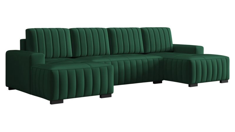 Narożnik z funkcją spania MIRJAN 24 Hugo U plusz butelkowa zieleń 1 szt.