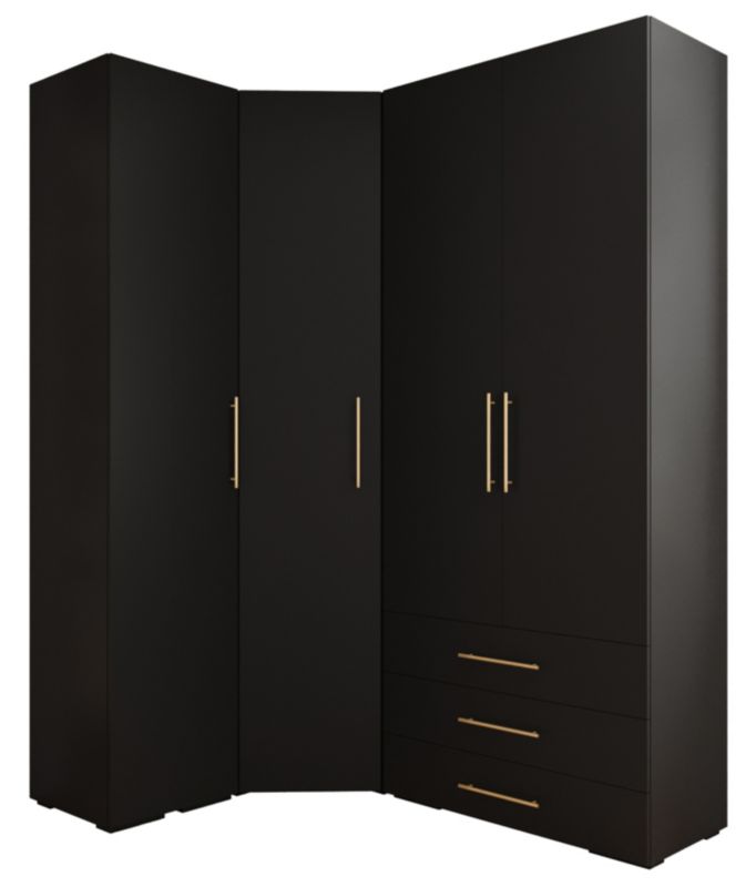 Garderoba wysoka do przedpokoju Abiks INOVA 3 Z6 czarny+złoty 1 szt.