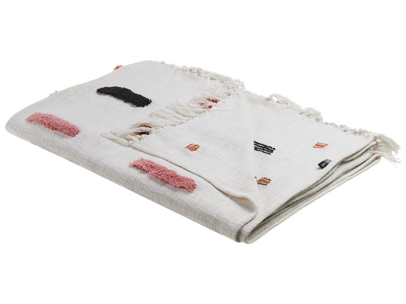 Koc Alappuzha Bawełna 130 x 180 cm Biały 1 szt.