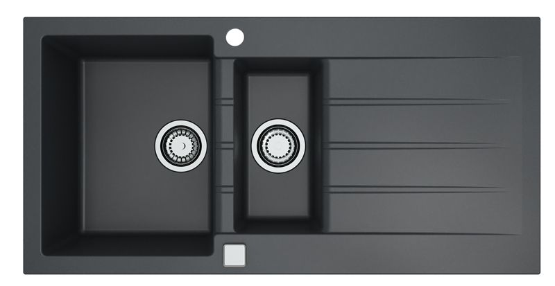 Zlewozmywak granitowy Alveus Cadit 80 kol. 91 czarny (100x50) 1,5-komorowy 1szt.