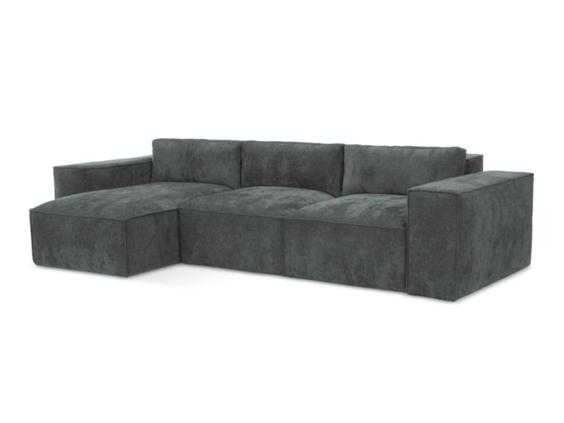 Narożnik lewostronny z funkcją spania LaMiaSofa Asti z tkaniny szenilowej 315x160 cm grafitowy 1 szt.
