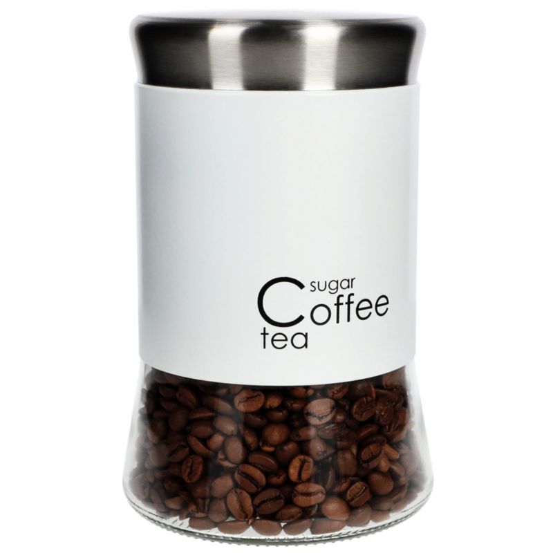 Pojemnik Na Kawę KADAX Herbatę Cukier Szklany Z Pokrywką Biały 1000ml 1szt.