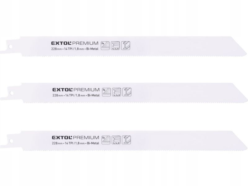 Brzeszczot do piły szablastej Extol premium metal 228 mm 14TPI 3 szt