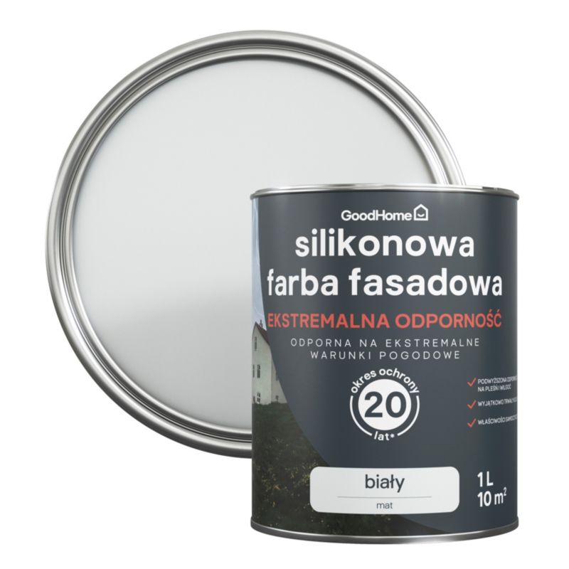 Farba elewacyjna GoodHome Premium biała 1 l