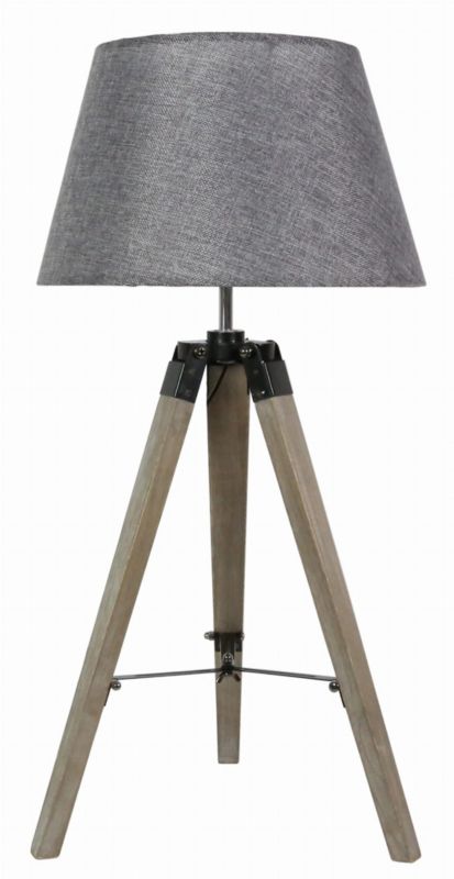 Lampka stołowa Candellux Lugano jasne drewno-szara 1 x E27 x 60W IP20 wym: 68 x 35 x 35 cm drewno - 1 szt.