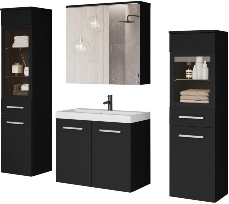 Zestaw mebli łazienkowych MINIO go for it MARIT II czarny z oświetleniem 1 kpl.