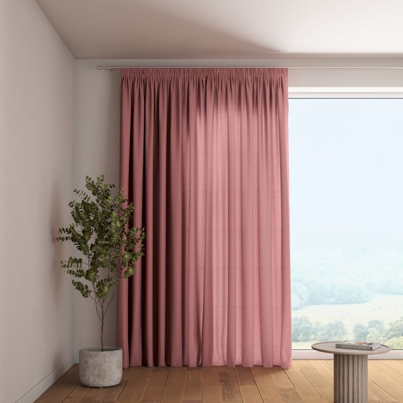 Zasłona na taśmie marszczącej 1 szt. 130 x 245 cm Dekoria zgaszony róż 1 szt.