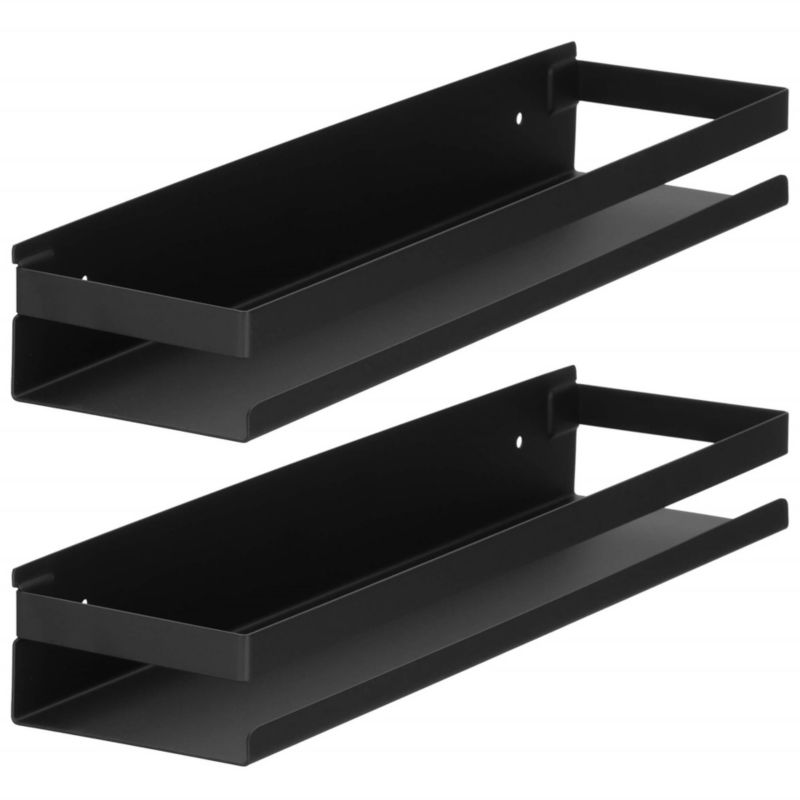 Półki łazienkowe Springos zestaw 2 szt. wiszące pod prysznic 40x10 cm stal nierdzewna loft czarne 1 kpl.