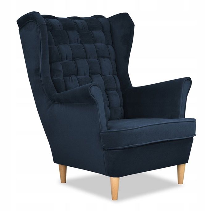 Fotel uszak do salonu Family Meble Carol ciemno niebieski 1szt