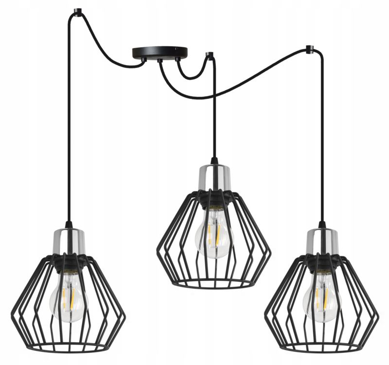 Lampa sufitowa wisząca Light Home LH Spider Nuvola 3x E27 60W czarny/srebrny 1szt.