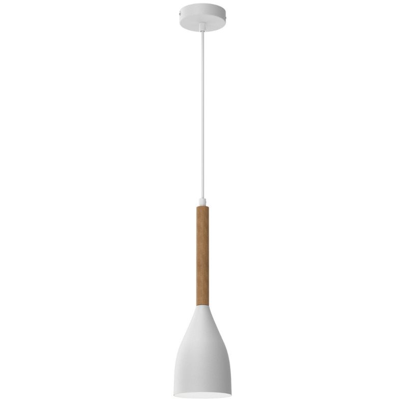 Lampa wisząca Luminex Muza New biały matowa-jasne drewno wym: 110 x 11 x 11 cm 1xE27 x 15W 1 szt.