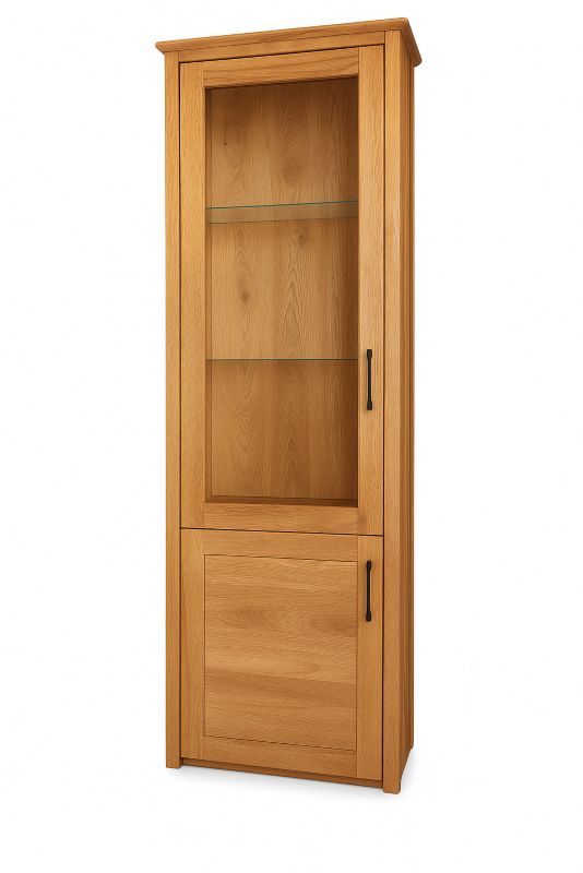 Witryna ICFWood jasny dąb lity 2 drzwi szkło 66,5x194x42,5 cm 1 szt.