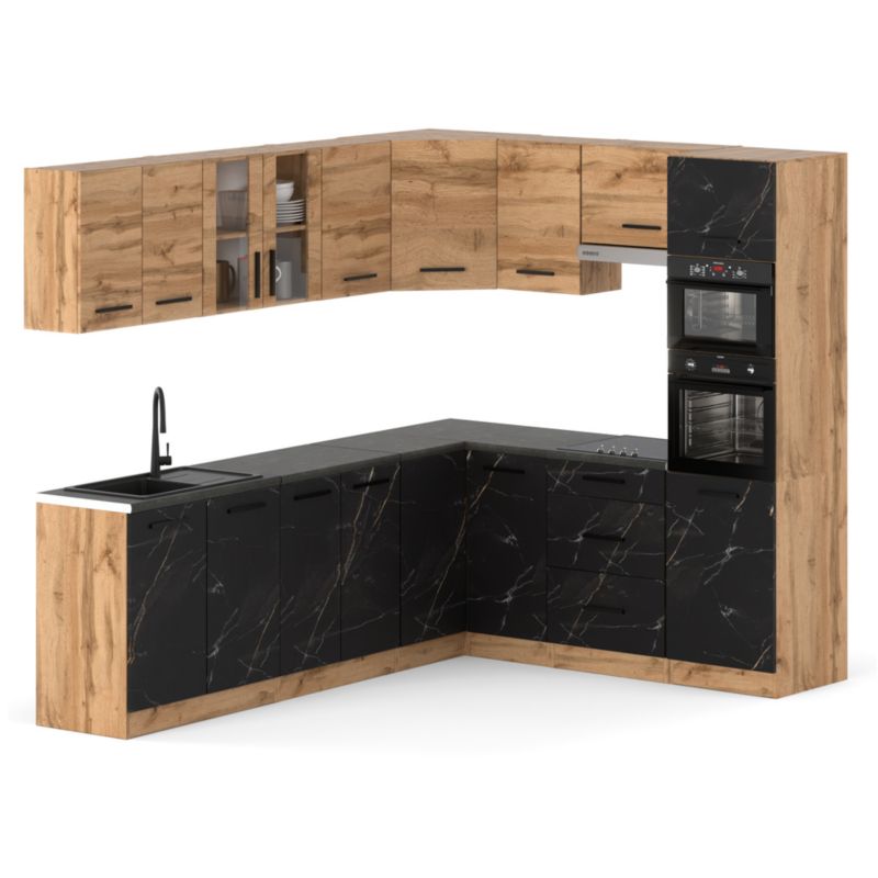 Zestaw Kuchenny Hurtownia-Mebli Z Blatem Kuchnia Marra Narozna 460cm Dąb Wotan Dąb Wotan/San Sebastian 460x47x145 cm 1szt.