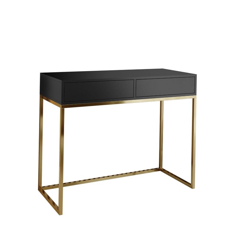 Toaletka z szufladami Bettso Cubic 80 cm w loftowym stylu na złotym stelażu czarny 1szt.