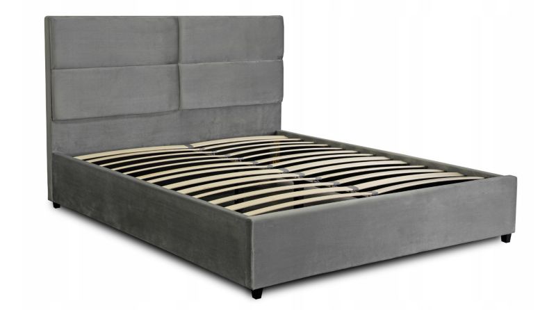 Łóżko 160x200 Podwójne TULSA Mebel Elite Tapicerowane Dwuosobowe Welurowe Szare 1 szt