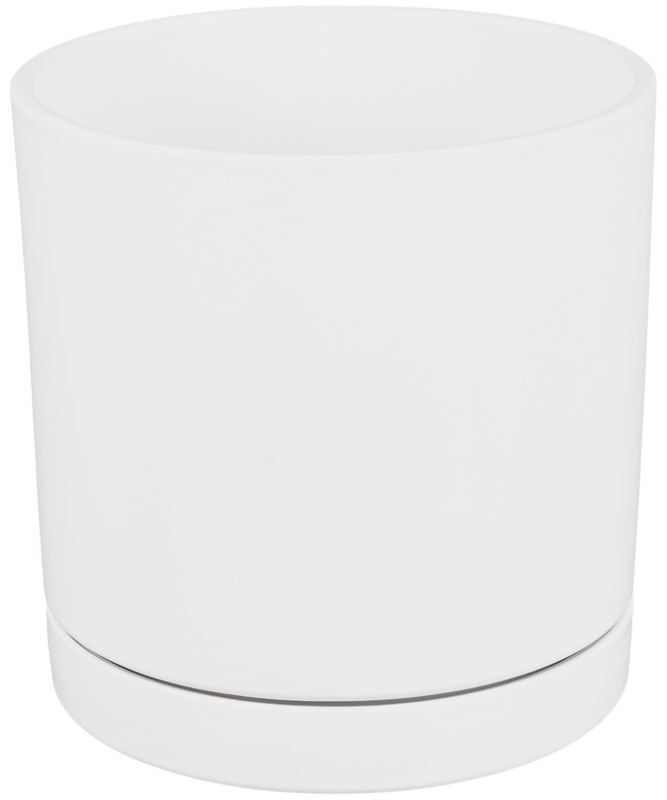 Doniczka z podstawką Ceramik Vienna 19 cm biały mat