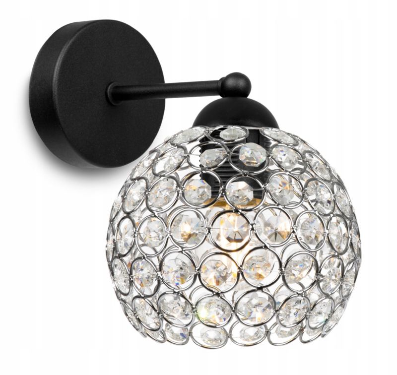Lampa ścienna kinkiet prosty Light Home LH Crystal 1x E27 60W czarny/srebrny 1szt.