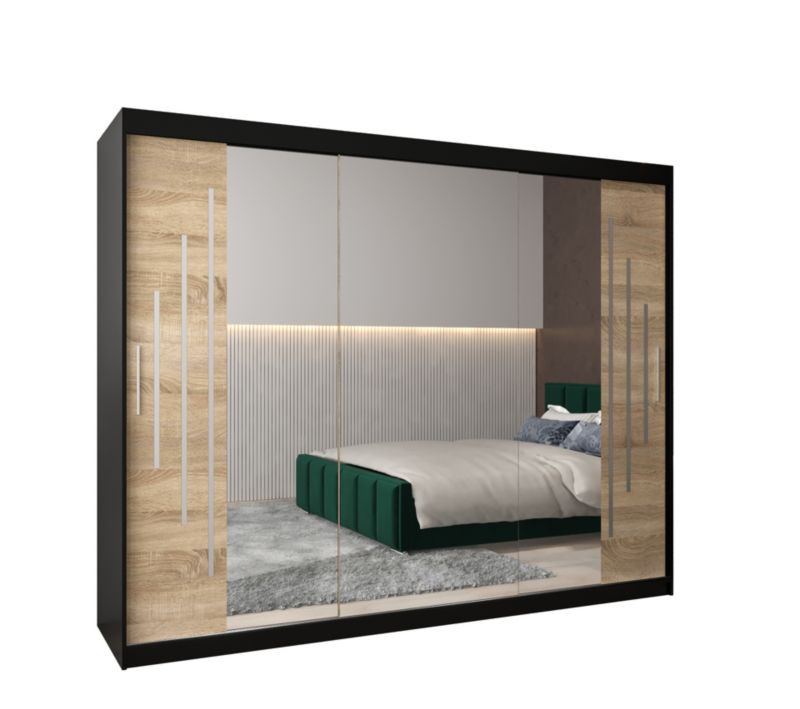 Szafa przesuwna Garderoba Abiks YORK 2 250 czarny/sonoma 1 szt.