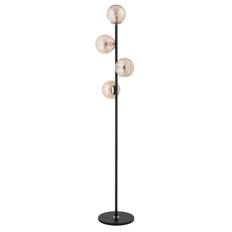 Lampa podłogowa stojąca Alfa Malaga czarno-bursztynowy-złota 4 x E14 x 10W wym: 168 x 32 x 32 cm - 1 szt.