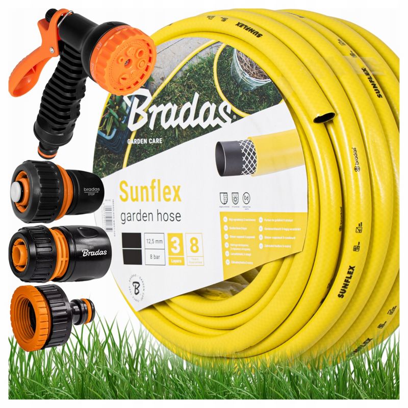 Wąż ogrodowy Bradas Sunflex 1/2" 50m ze złączkami i pistoletem 1 kpl.