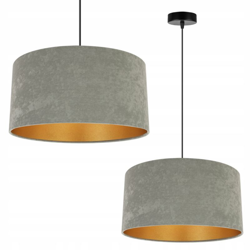 Lampa sufitowa wisząca Light Home LH Mediolan Welur 1x E27 60W zimny ciepły szary/złoty 40cm 1szt.