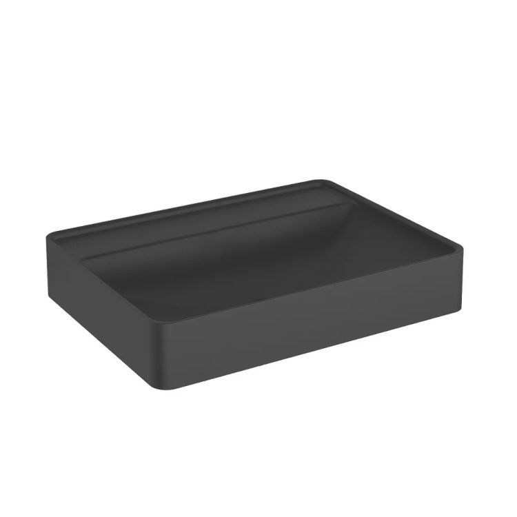 Umywalka wpuszczana KROFAM VIBE 60 cm czarny mat kwarcowa bez otworu na baterię 1 szt.