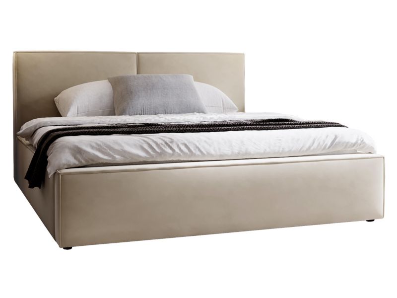 Łóżko tapicerowane MIRJAN 24 z pojemnikiem Santos Sztruks 140 beżowy plusz 1 szt.