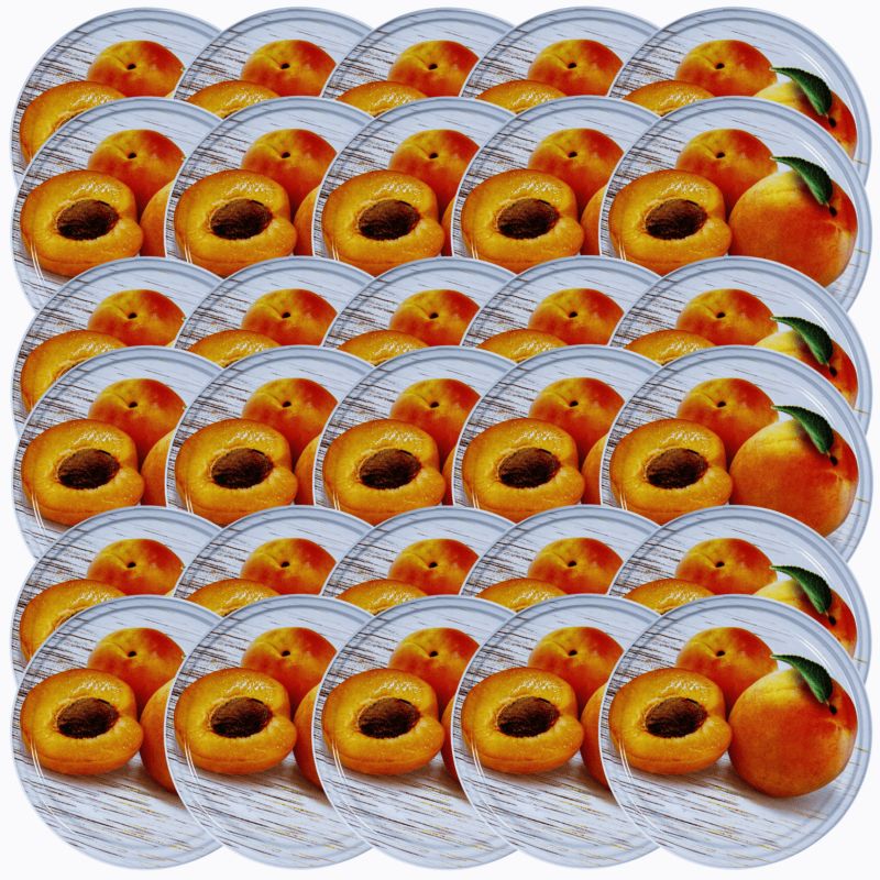 Pokrywki MODO24 wzór brzoskwinia dekielki zakrętki nakrętki wieczka wieka 82mm 30 szt