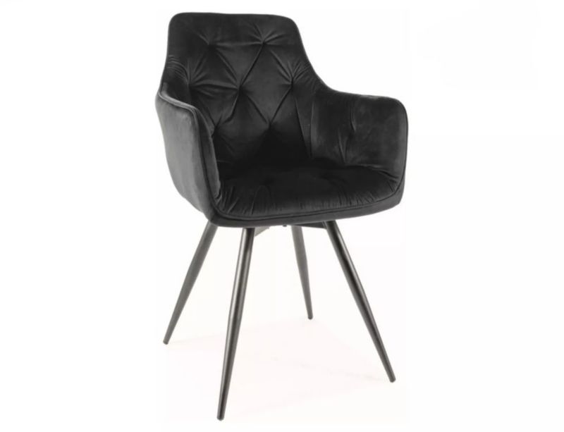 Krzesło Signal tapicerowane MANGO VELVET czarne obracane 1 szt