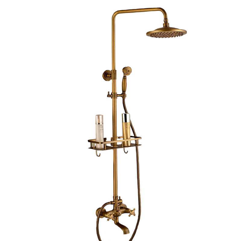 Bateria prysznicowa Lauferi NEMESIS mosiężna z półką szczotkowany mosiądz retro 1 szt.