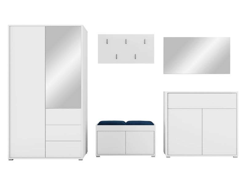 Zestaw MIRJAN 24 do przedpokoju Gesita V biały szafirowy plusz 1 szt.