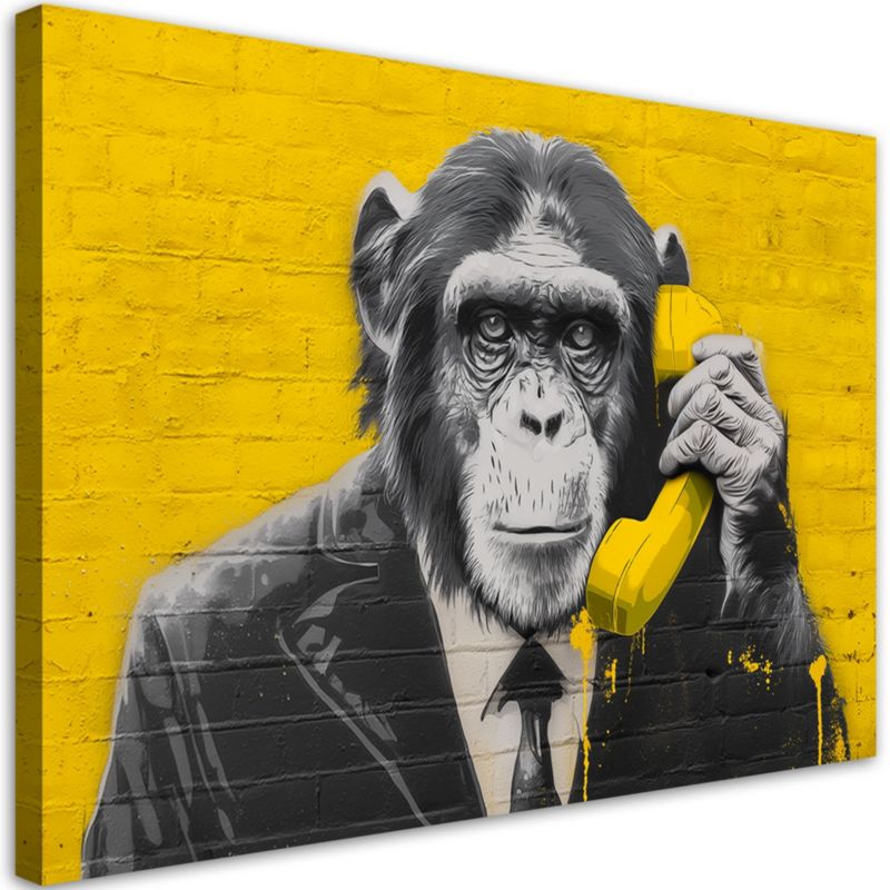 Obraz na płótnie Feeby Małpa Pop Art Żółty 90x60cm 1szt