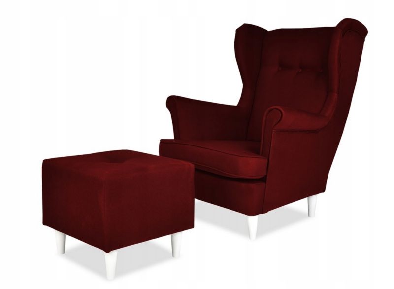 Fotel uszak do salonu z podnóżkiem Family Meble ARI bordo 1szt