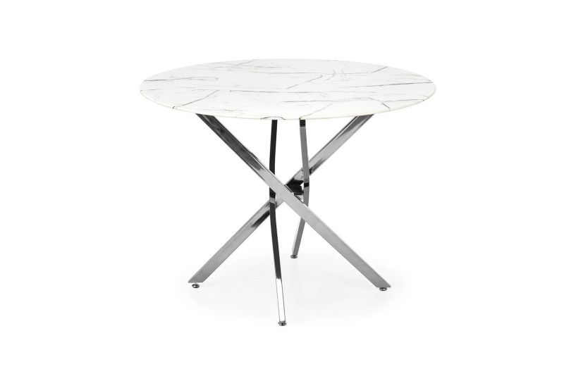 Stół Halmar RAYMOND 3 100x100 biały marmur/srebrny 1 szt.