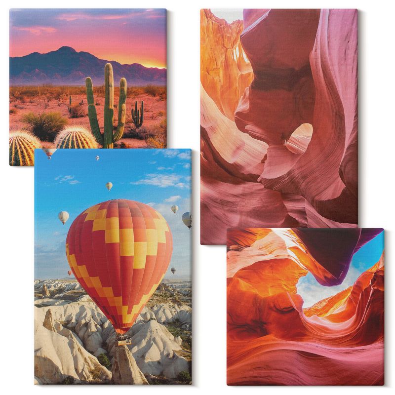 Set Obrazów na Płótnie Wallfluent Pustynne wąwozy balonem 4 szt.