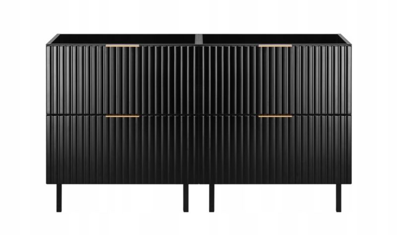 Szafka łazienkowa Furnidea 120 cm czarna ryflowana z blatem FLOW 1 szt.