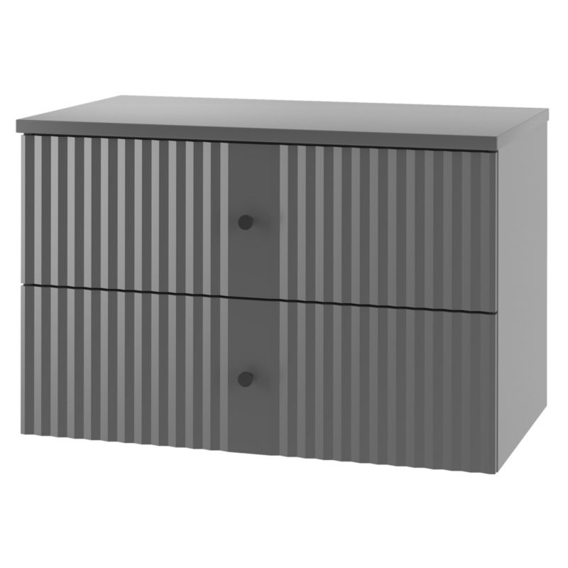 Szafka pod umywalkę Furnidea 80 cm wisząca biała ryflowane fronty XILO antrycat blat Wisząca 2 Szuflady 1 szt.