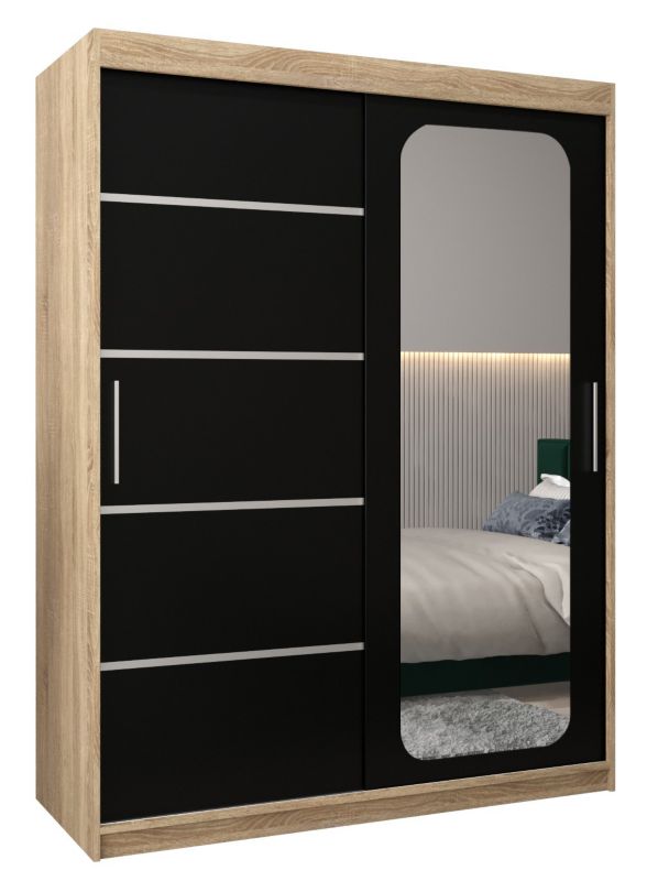 Szafa przesuwna Garderoba Abiks PROMO V2 150 sonoma/czarny 1 szt.