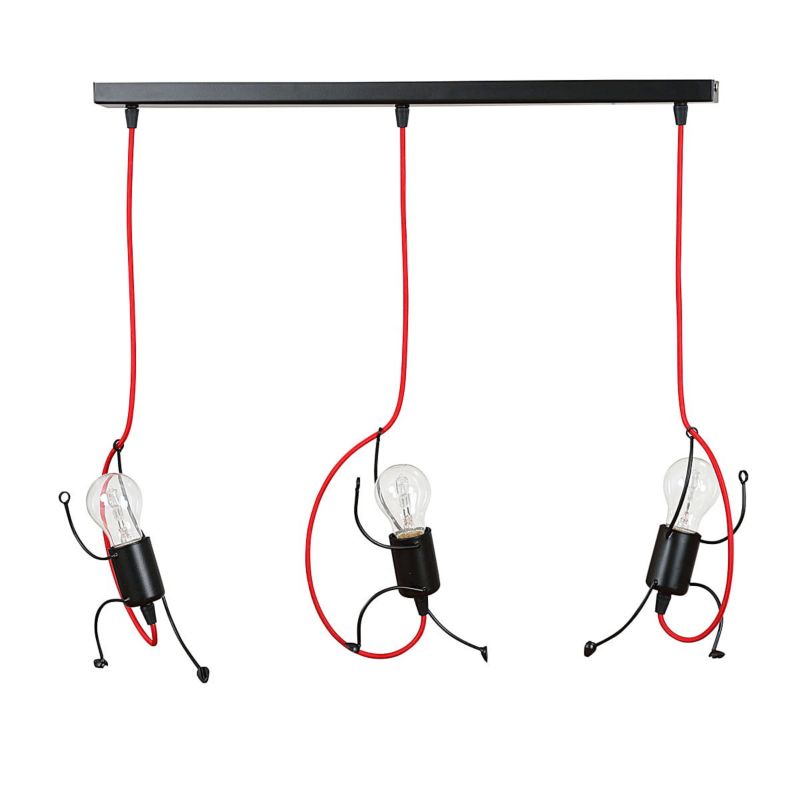 Lampa sufitowa wisząca Emibig Bobi 9040 czarno-czerwona do pokoju dziecięcego 3xE27 x 15W 1 szt.