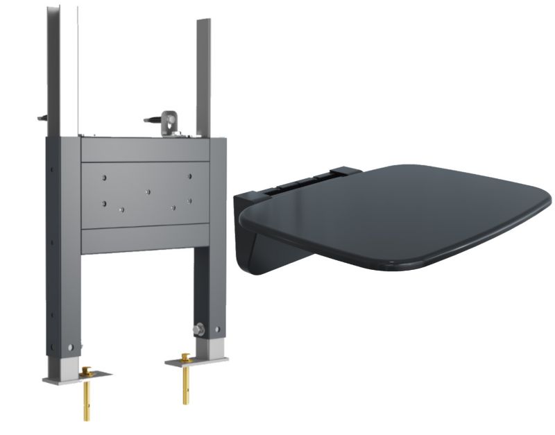 Siedzisko prysznicowe Domotechnika czarne 130kg ze stelażem 300kg antybakteryjne dla niepełnosprawnych 1szt