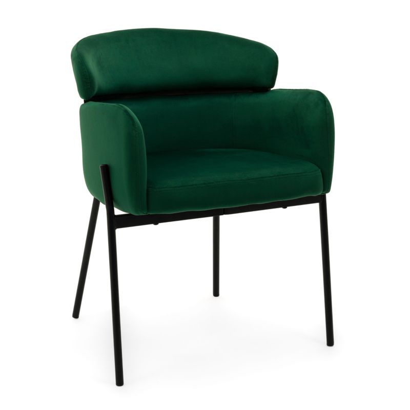 Krzesło tapicerowane New Home BOLZANO zielone welurowe z podłokietnikami 1 szt.