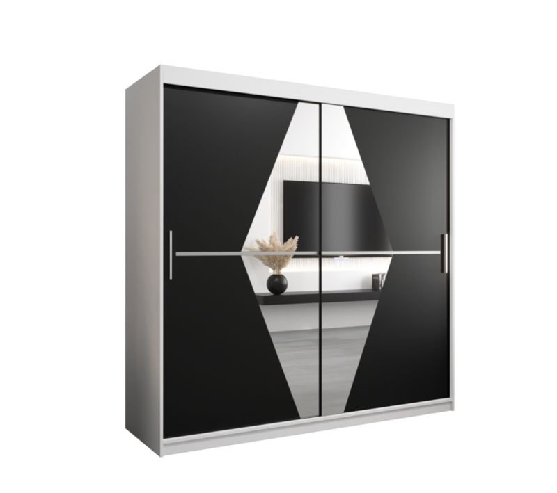 Szafa przesuwna Garderoba Abiks BOLIWIA 200 biały mat + czarny mat 1 szt.