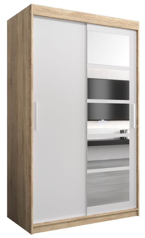 Szafa przesuwna Abiks ROMA 1 120 sonoma + biały mat 1 szt.