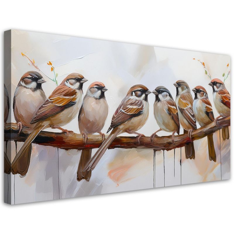 Obraz na płótnie Feeby Ptaki Na Gałęzi Brązowy 100x50cm 1szt