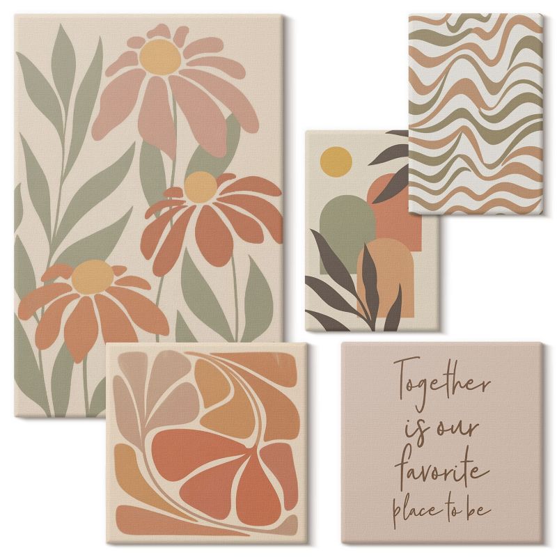 Kolekcja Obrazów Na Płótnie Wallfluent Kwiaty pastelowe abstrakcje 5 szt.