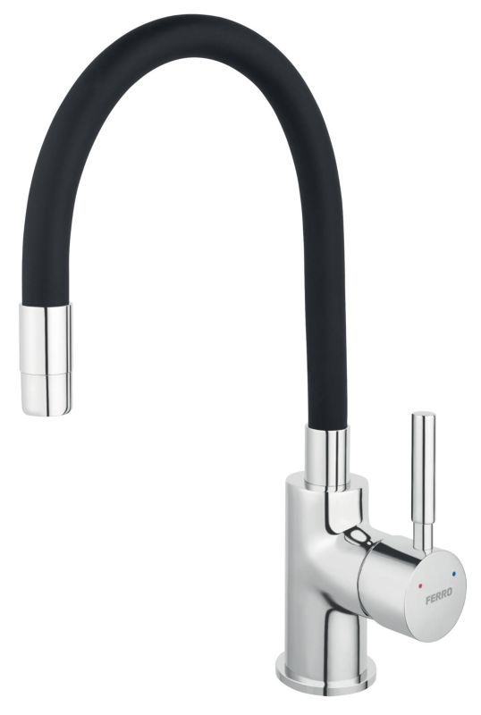 Bateria kuchenna Ferro Zumba z elastyczną wylewką czarna/chrom 1 szt.