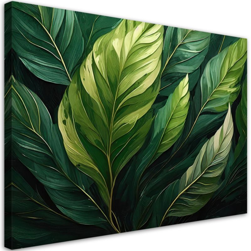 Obraz do salonu sypialni Feeby Zielone Liście Rośliny 60x40 cm 1szt