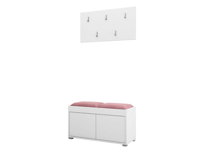 Garderoba MIRJAN 24 z siedziskiem Gesita VII biały plusz pudrowy róż 1 szt.